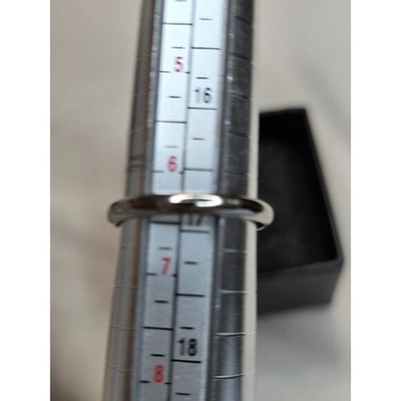 Marquise Cut Solitaire Silver Tone Ring Adjustable 6.5 - Picture 4 of 7